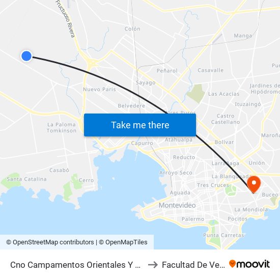 Cno Campamentos Orientales Y El Asentamiento to Facultad De Veterinaria map