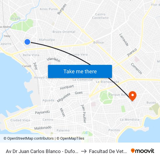 Av Dr Juan Carlos Blanco - Dufort Y Alvarez to Facultad De Veterinaria map