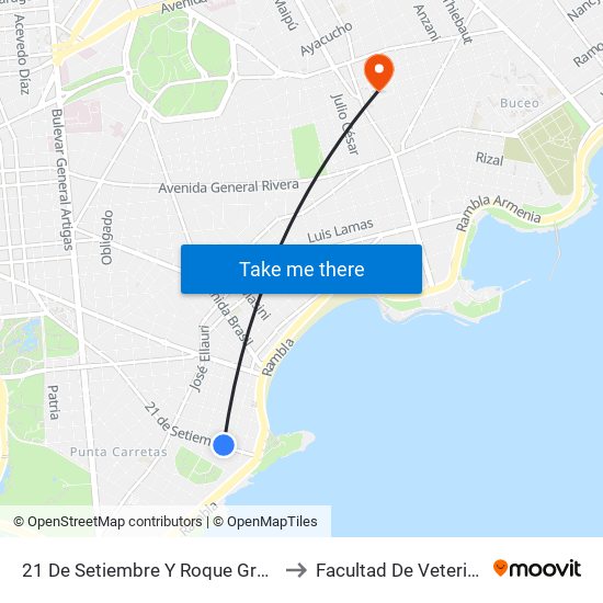 21 De Setiembre Y Roque Graseras to Facultad De Veterinaria map