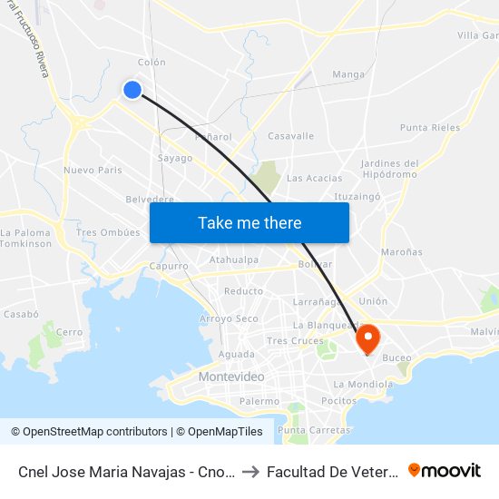 Cnel Jose Maria Navajas - Cno Edison to Facultad De Veterinaria map