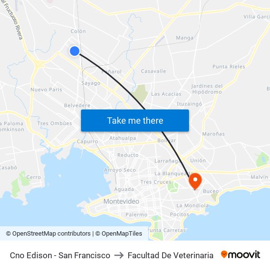 Cno Edison - San Francisco to Facultad De Veterinaria map