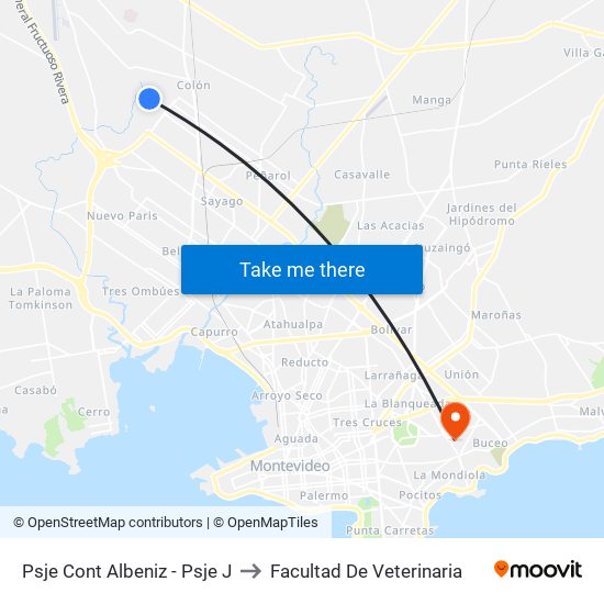 Psje Cont Albeniz - Psje J to Facultad De Veterinaria map
