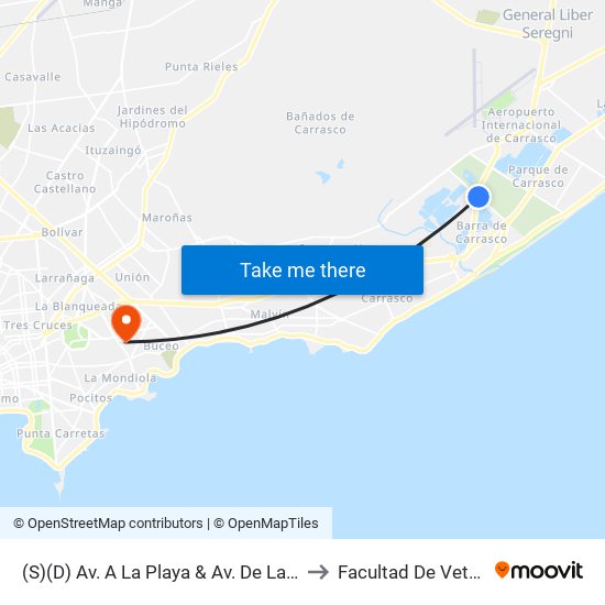 (S)(D) Av. A La Playa & Av. De Las Américas to Facultad De Veterinaria map
