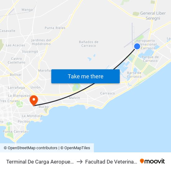 Terminal De Carga Aeropuerto to Facultad De Veterinaria map