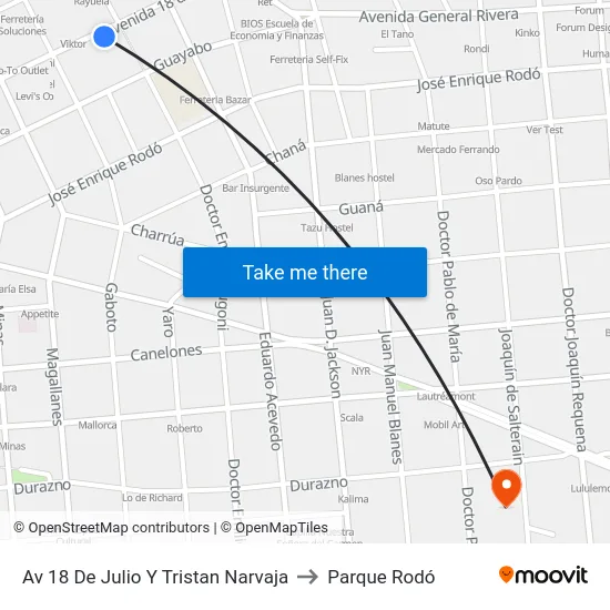 Av 18 De Julio Y Tristan Narvaja to Parque Rodó map