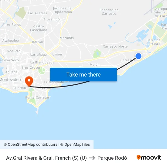 Av.Gral Rivera & Gral. French (S) (U) to Parque Rodó map