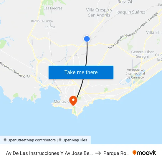 Av De Las Instrucciones Y Av Jose Belloni to Parque Rodó map