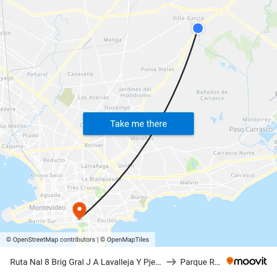 Ruta Nal 8 Brig Gral J A Lavalleja Y Pje Vehic P to Parque Rodó map