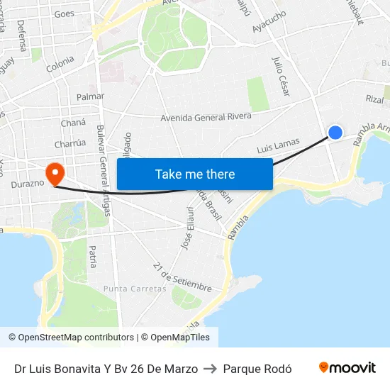 Dr Luis Bonavita Y Bv 26 De Marzo to Parque Rodó map