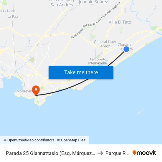 Parada 25 Giannattasio (Esq. Márquez Castro) to Parque Rodó map
