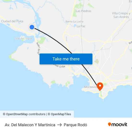 Av. Del Malecon Y Martinica to Parque Rodó map