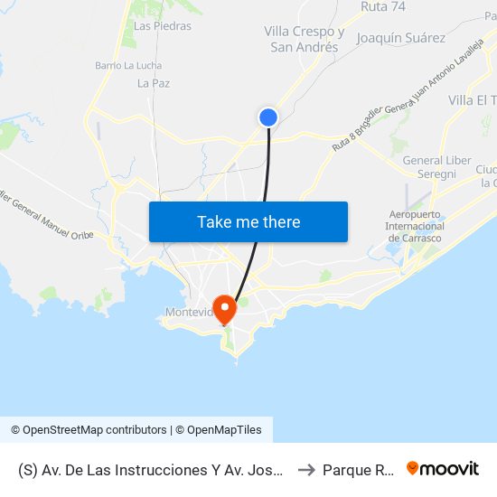 Av. De Las Instrucciones Y Av. José Belloni to Parque Rodó map