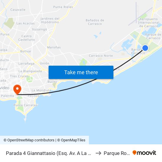 Parada 4 Giannattasio (Esq. Av. A La Playa) to Parque Rodó map
