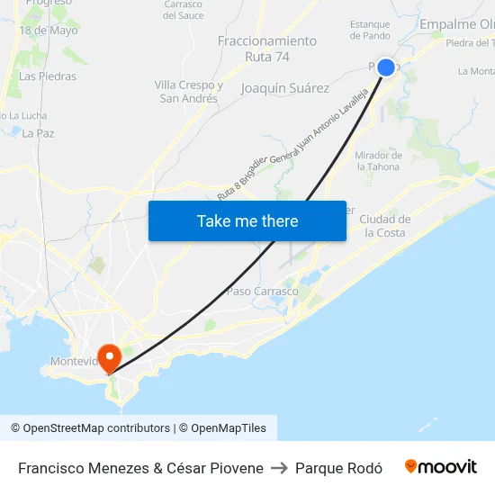 Francisco Menezes & César Piovene to Parque Rodó map