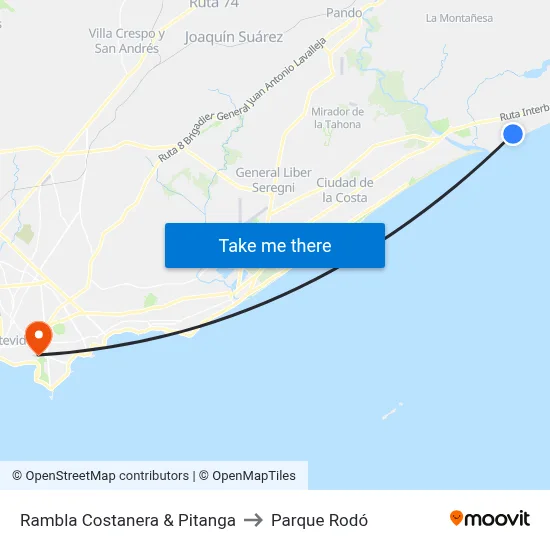 Rambla Costanera & Pitanga to Parque Rodó map
