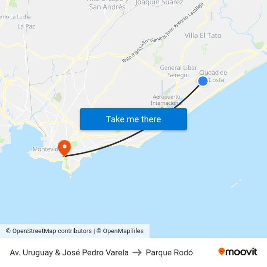 Av. Uruguay & José Pedro Varela to Parque Rodó map