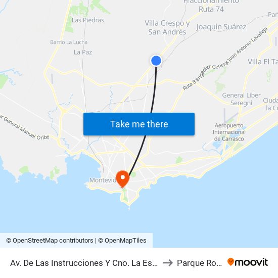 Av. De Las Instrucciones Y Cno. La Espiga to Parque Rodó map