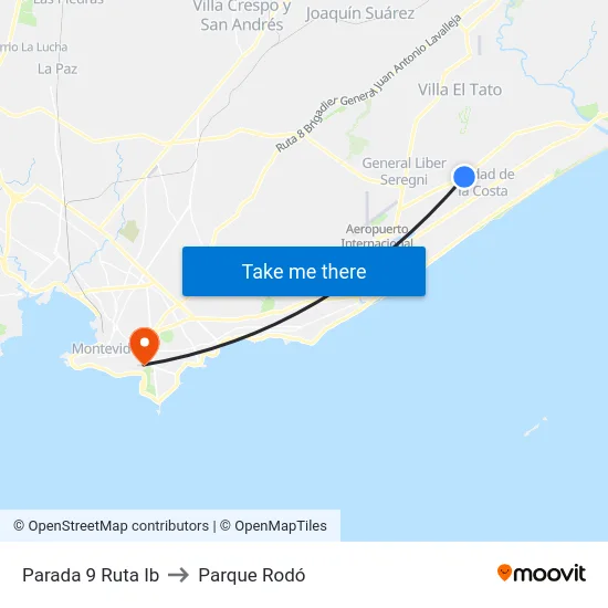 Parada 9 Ruta Ib to Parque Rodó map