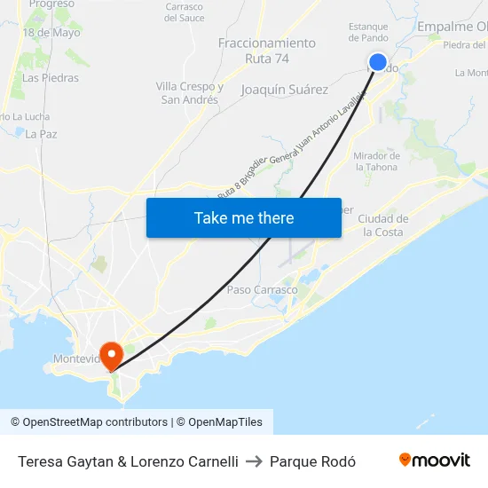 Teresa Gaytan & Lorenzo Carnelli to Parque Rodó map