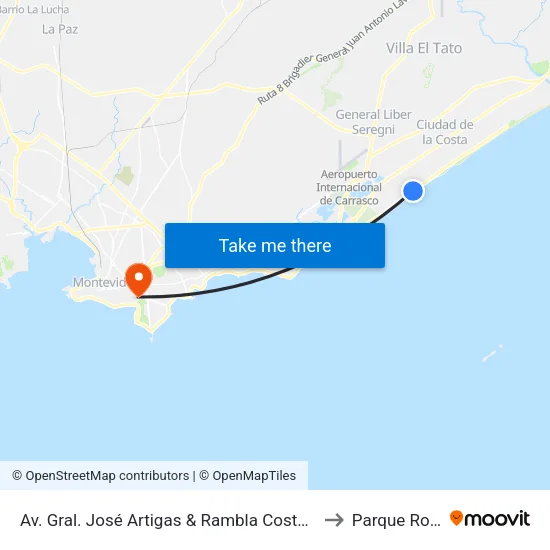 Av. Gral. José Artigas & Rambla Costanera to Parque Rodó map