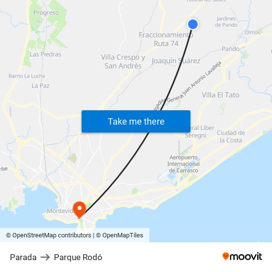 Parada to Parque Rodó map