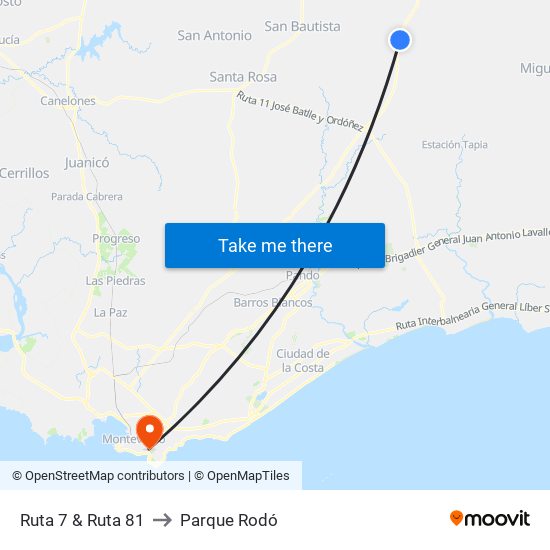 Ruta 7 & Ruta 81 to Parque Rodó map