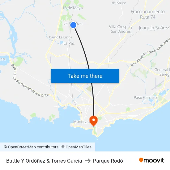 Battle Y Ordóñez & Torres García to Parque Rodó map