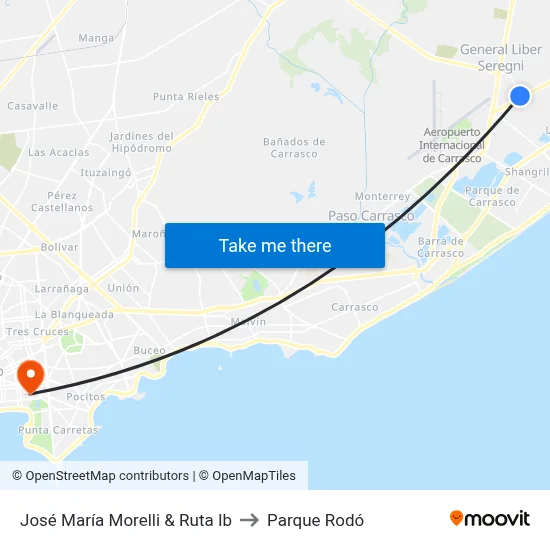 José María Morelli & Ruta Ib to Parque Rodó map