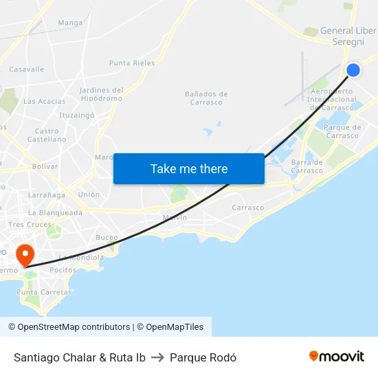 Santiago Chalar & Ruta Ib to Parque Rodó map