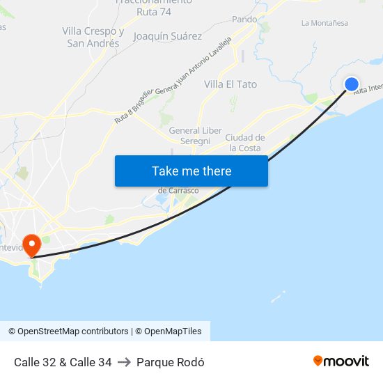 Calle 32 & Calle 34 to Parque Rodó map