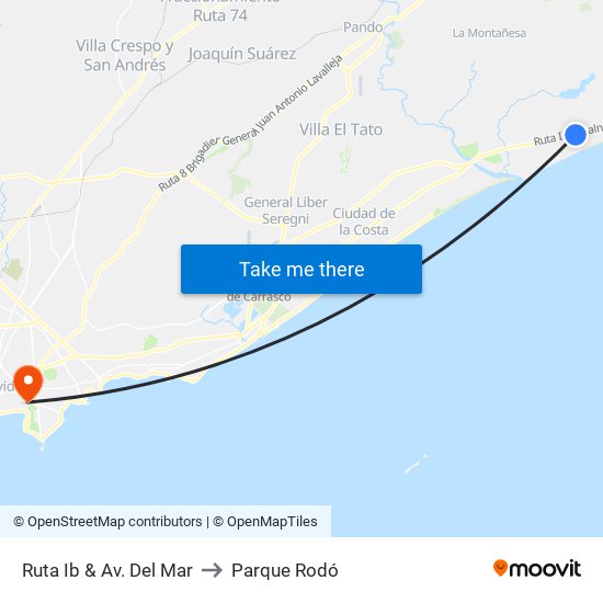 Ruta Ib & Av. Del Mar to Parque Rodó map