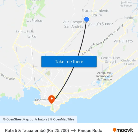 Ruta 6 & Tacuarembó (Km25.700) to Parque Rodó map