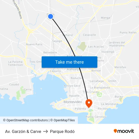 Av. Garzón & Carve to Parque Rodó map
