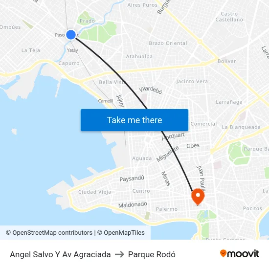 Angel Salvo Y Av Agraciada to Parque Rodó map