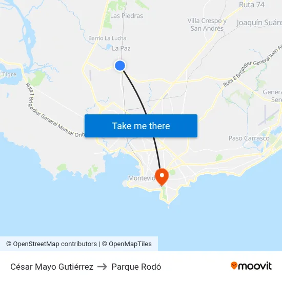 César Mayo Gutiérrez to Parque Rodó map