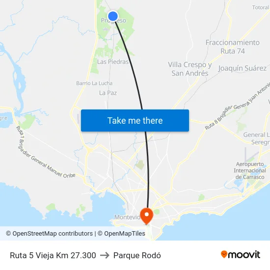 Ruta 5 Vieja Km 27.300 to Parque Rodó map