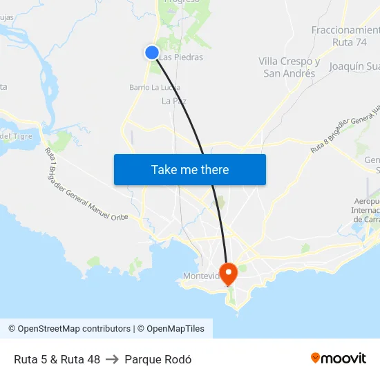 Ruta 5 & Ruta 48 to Parque Rodó map