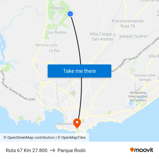 Ruta 67 Km 27.800 to Parque Rodó map