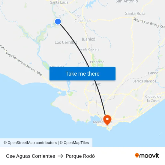 Ose Aguas Corrientes to Parque Rodó map
