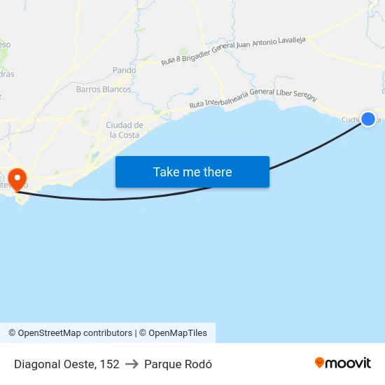 Diagonal Oeste, 152 to Parque Rodó map