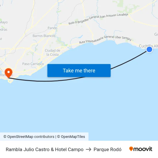 Rambla Julio Castro & Hotel Campo to Parque Rodó map
