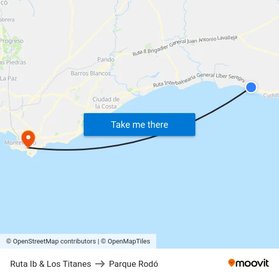 Ruta Ib & Los Titanes to Parque Rodó map