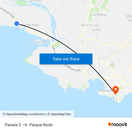 Parada 5 to Parque Rodó map