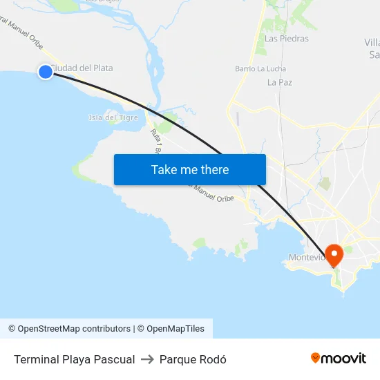 Terminal Playa Pascual to Parque Rodó map