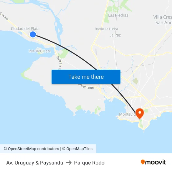 Av. Uruguay & Paysandú to Parque Rodó map