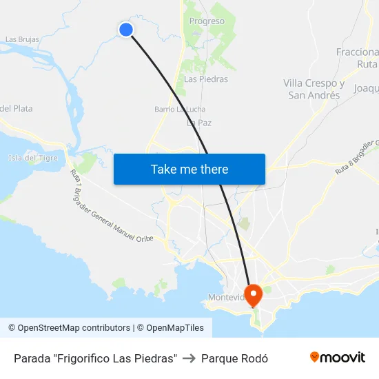 Parada "Frigorifico Las Piedras" to Parque Rodó map