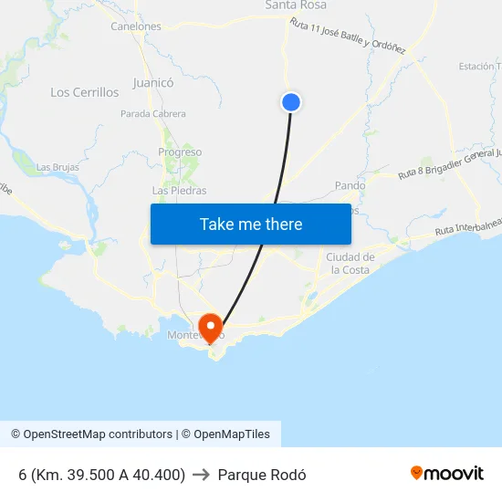 6 (Km. 39.500 A 40.400) to Parque Rodó map