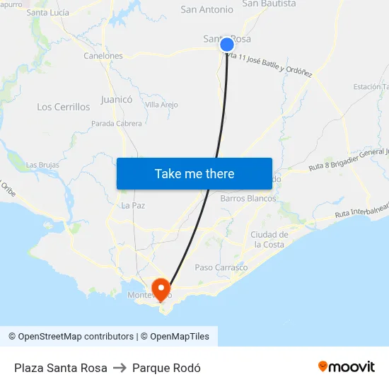 Plaza Santa Rosa to Parque Rodó map