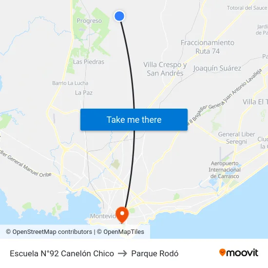 Escuela N°92 Canelón Chico to Parque Rodó map