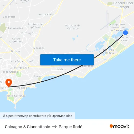 Calcagno & Giannattasio to Parque Rodó map